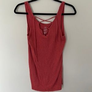 Lace up front tank top